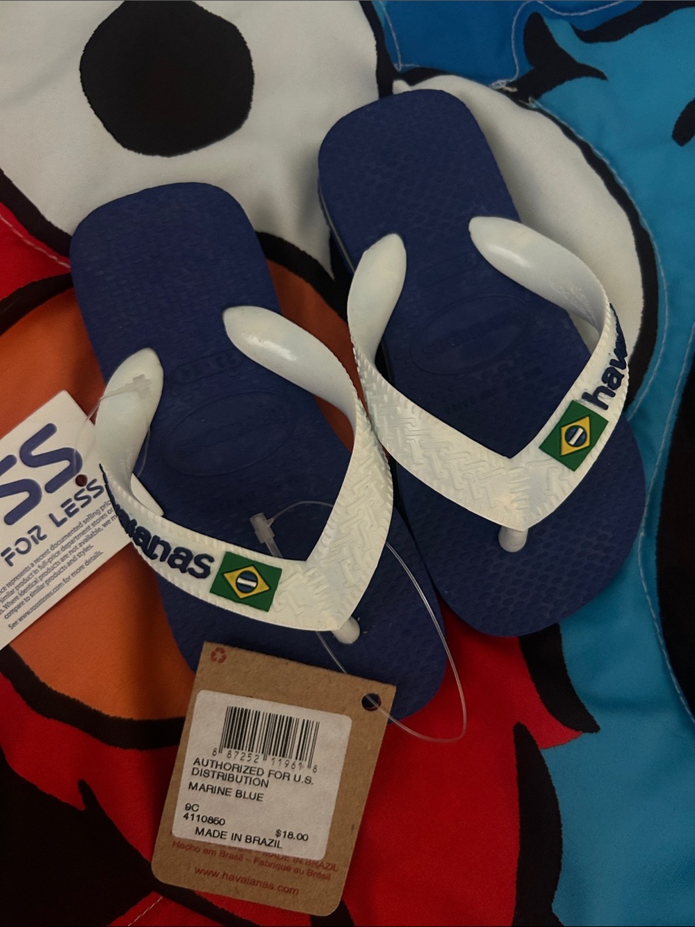 Havaianas Flip Flops - Navy Blue Footbed with White Straps